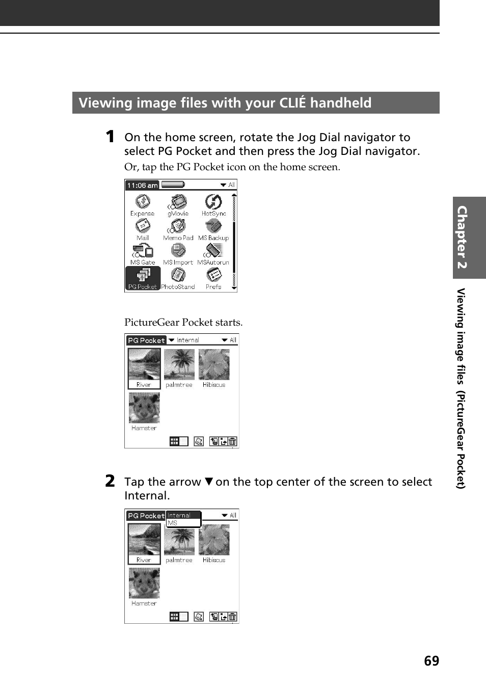 Viewing image files with your clié handheld | Sony PEG-N760C User Manual | Page 69 / 119