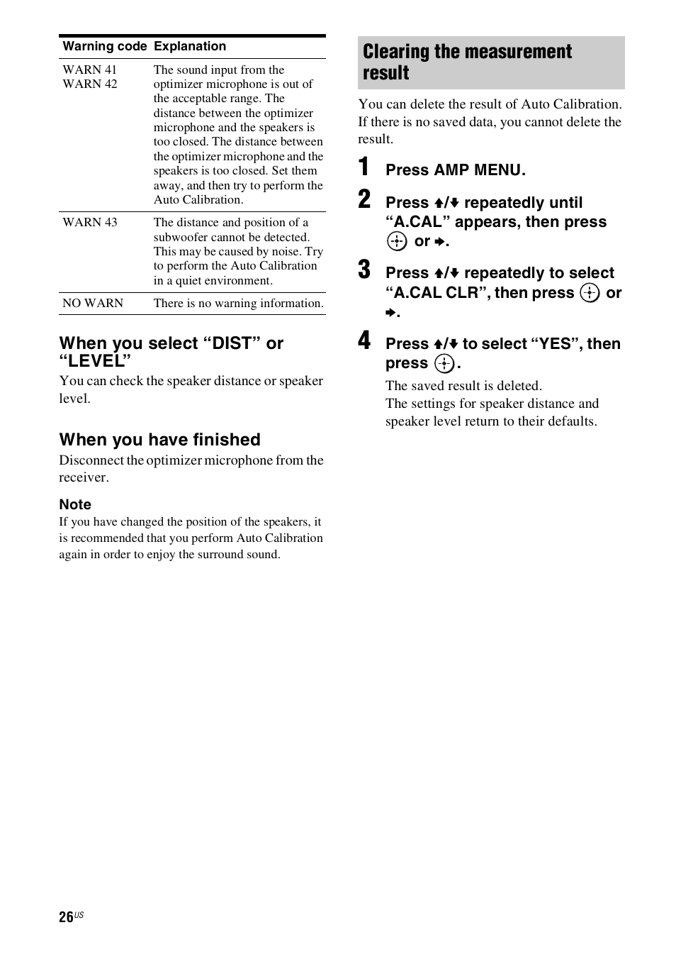 Clearing the measurement result | Sony 4-130-033-13(1) User Manual | Page 26 / 72