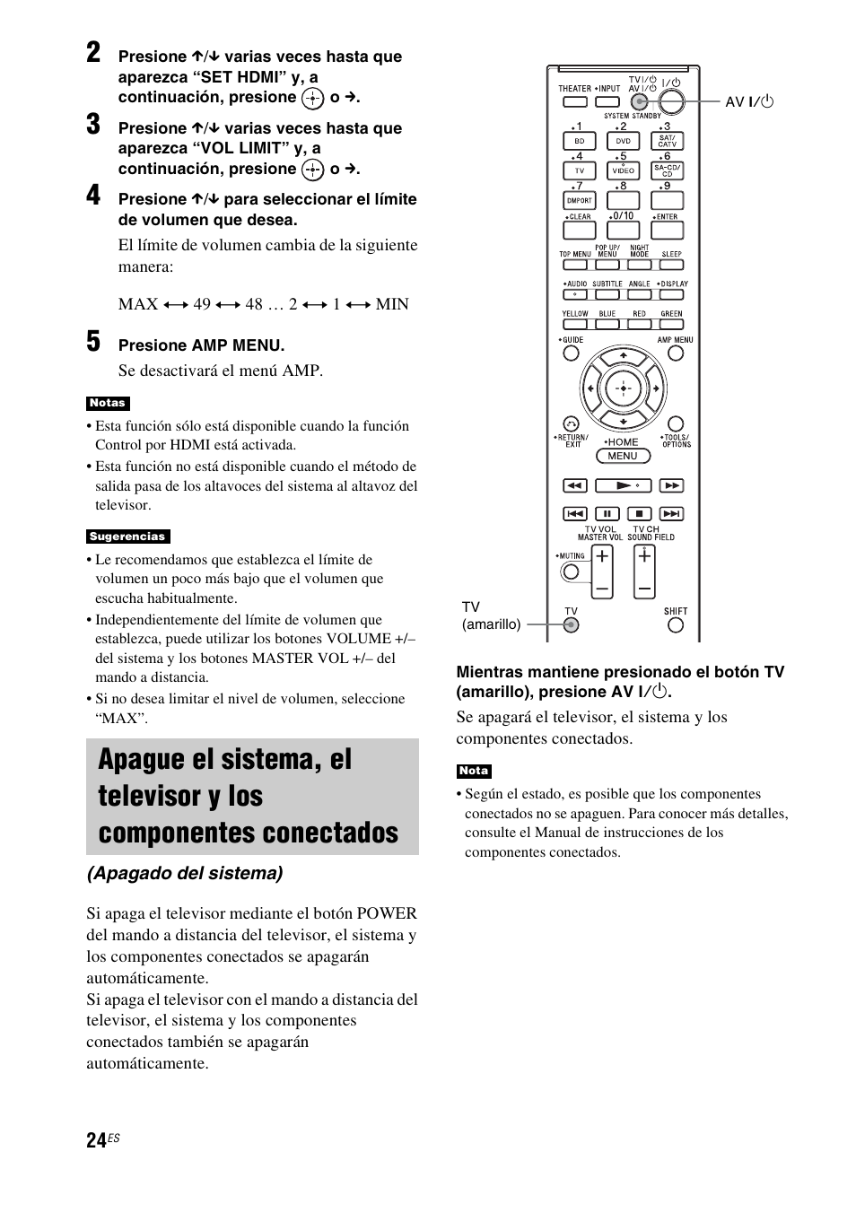 Apague el sistema, el televisor y los, Componentes conectados (apagado del sistema) | Sony HT-CT150 User Manual | Page 104 / 124