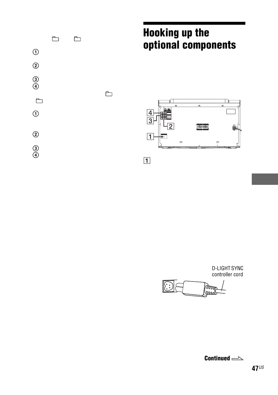 Hooking up the optional components, Hooking up the optional, Components | Sony LBT-ZUX9 User Manual | Page 47 / 64