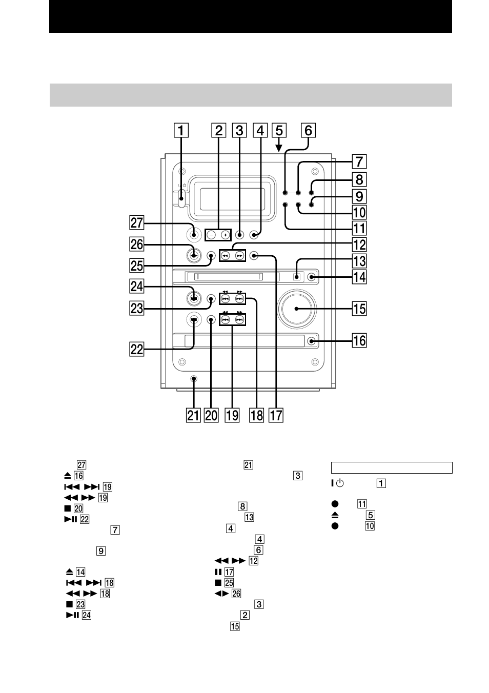 Parts identification, Main unit | Sony CMT-DC500MD User Manual | Page 4 / 60