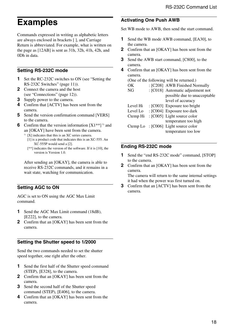 Examples | Sony XC-555 User Manual | Page 18 / 28