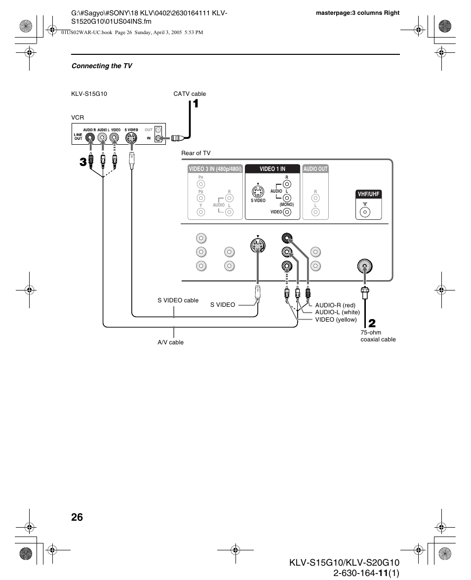 Sony WEGA KLV S20G10 User Manual | Page 26 / 60
