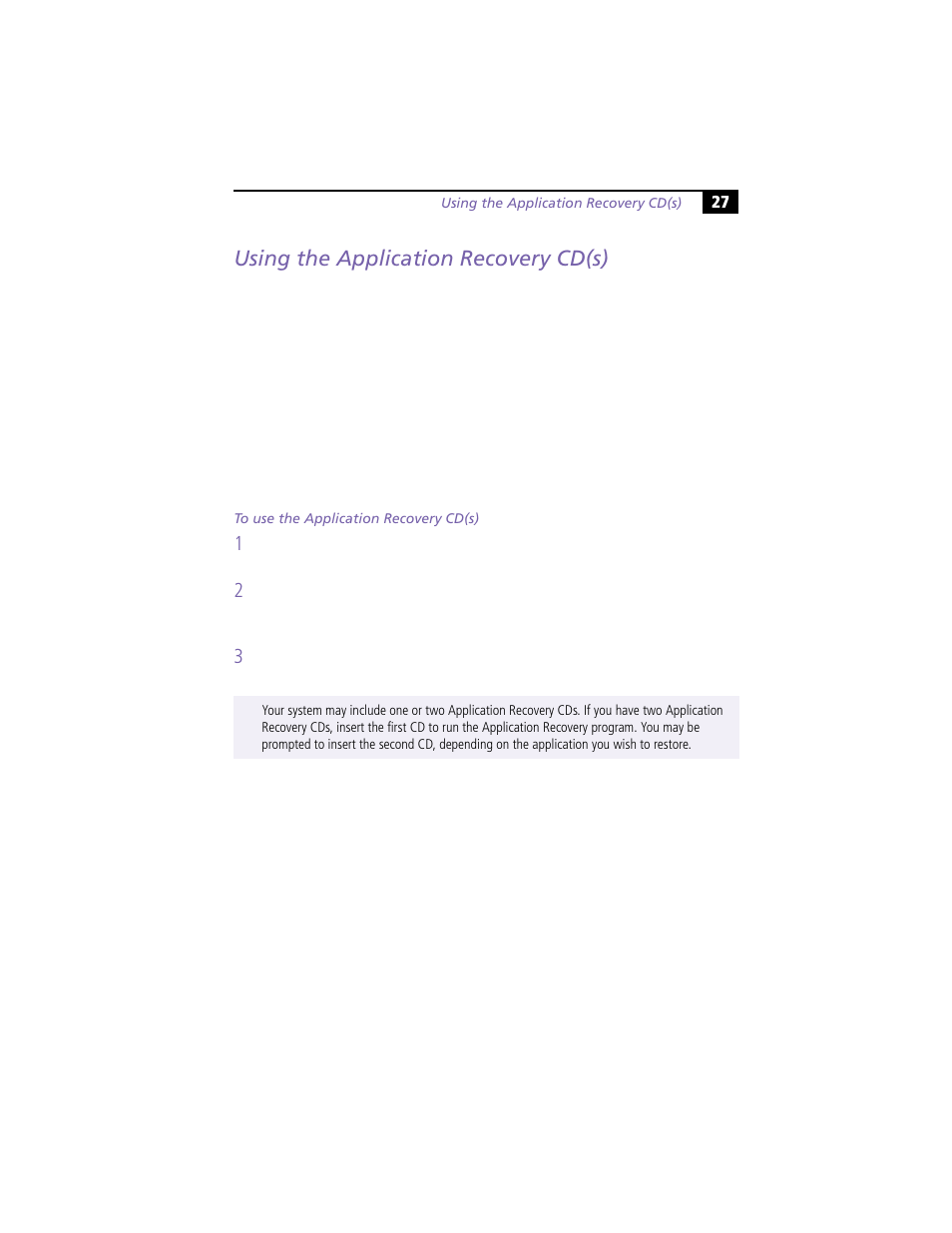 Using the application recovery cd(s) | Sony PCV-R538DS User Manual | Page 31 / 44