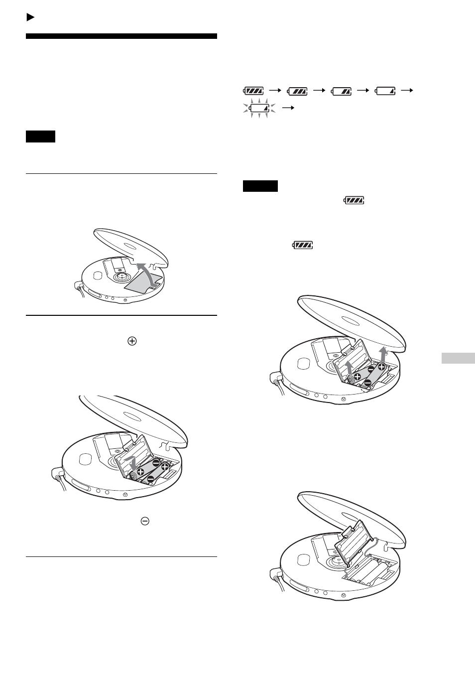 Connecting to a power source, Using the dry batteries | Sony D-NE309LIV2 User Manual | Page 25 / 36