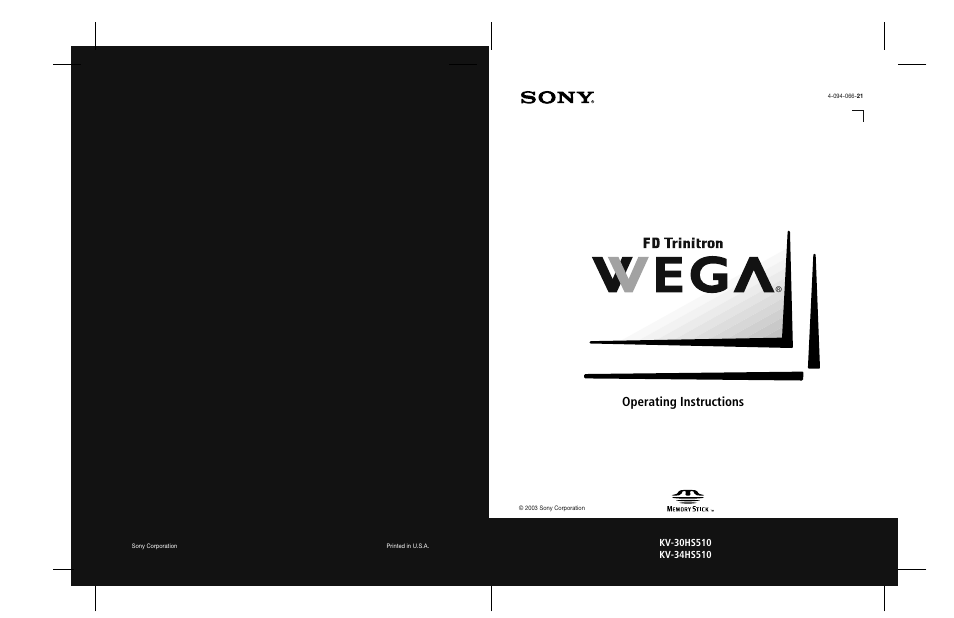 Sony KV-30HS510 User Manual | 94 pages