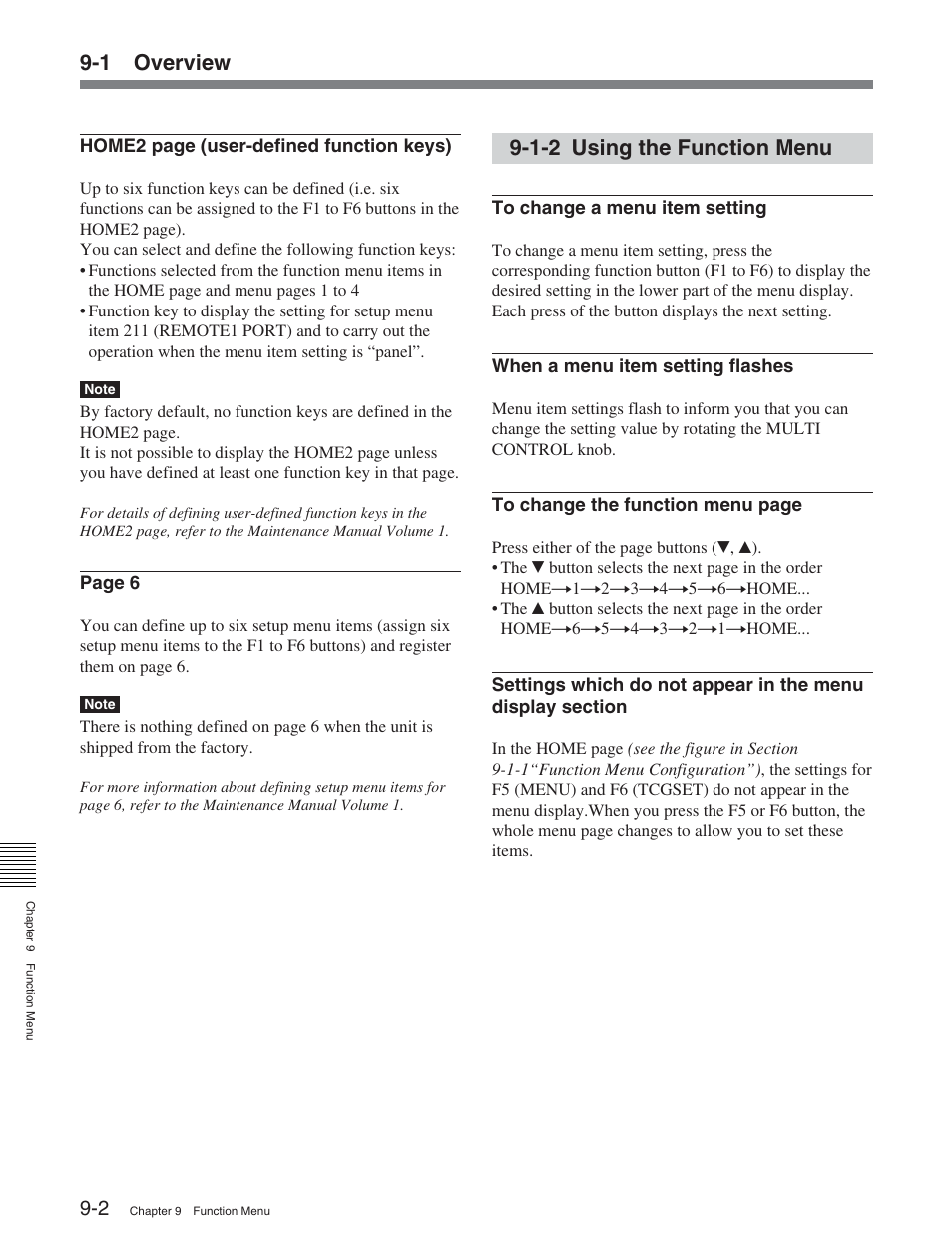 1-2 using the function menu, 1 overview | Sony HDW-S2000 User Manual | Page 102 / 158