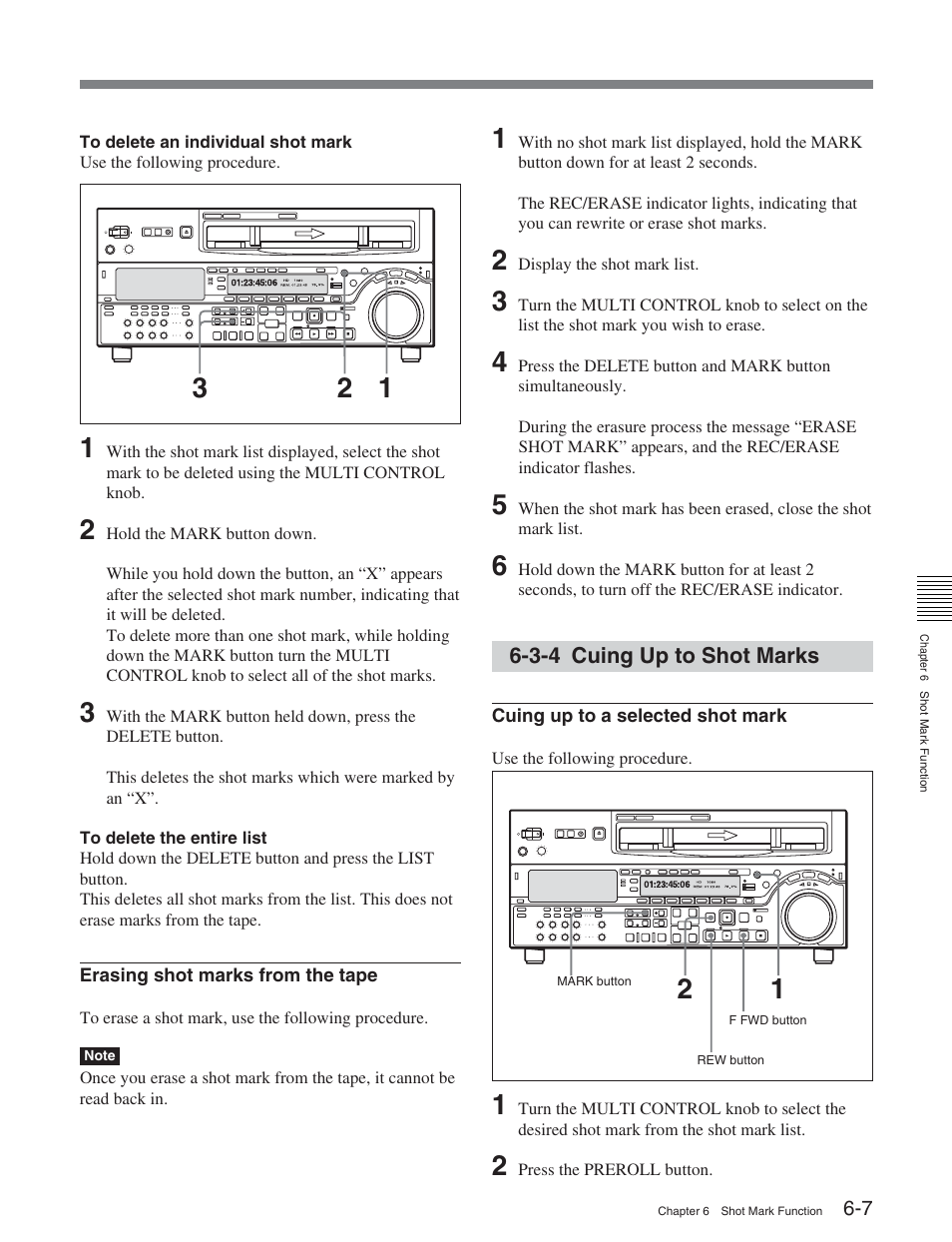 3-4 cuing up to shot marks | Sony HDW-S2000 User Manual | Page 79 / 158