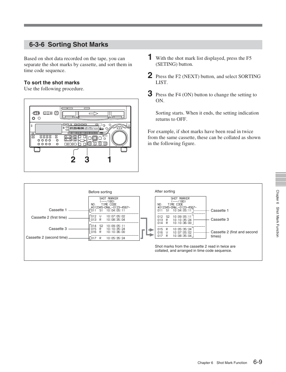 3-6 sorting shot marks | Sony HDW-S2000 User Manual | Page 81 / 158