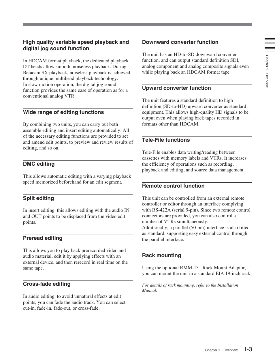 Sony HDW-S2000 User Manual | Page 9 / 158