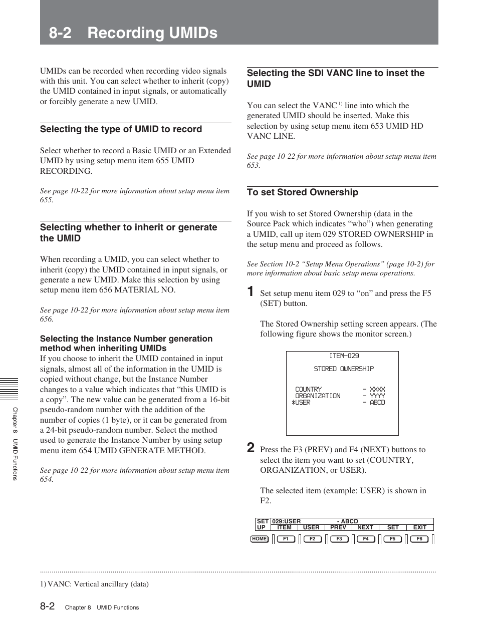 2 recording umids | Sony HDW-S2000 User Manual | Page 96 / 158