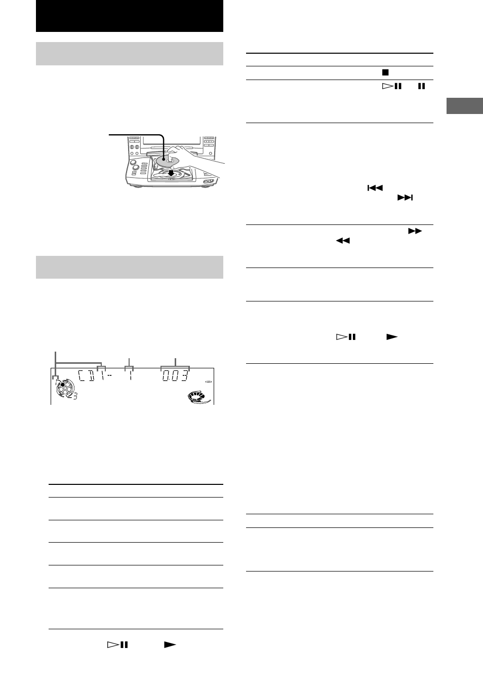 Insertion d’un cd, Lecture d’un cd, Autres opérations | Sony LBT-XG60 User Manual | Page 39 / 92