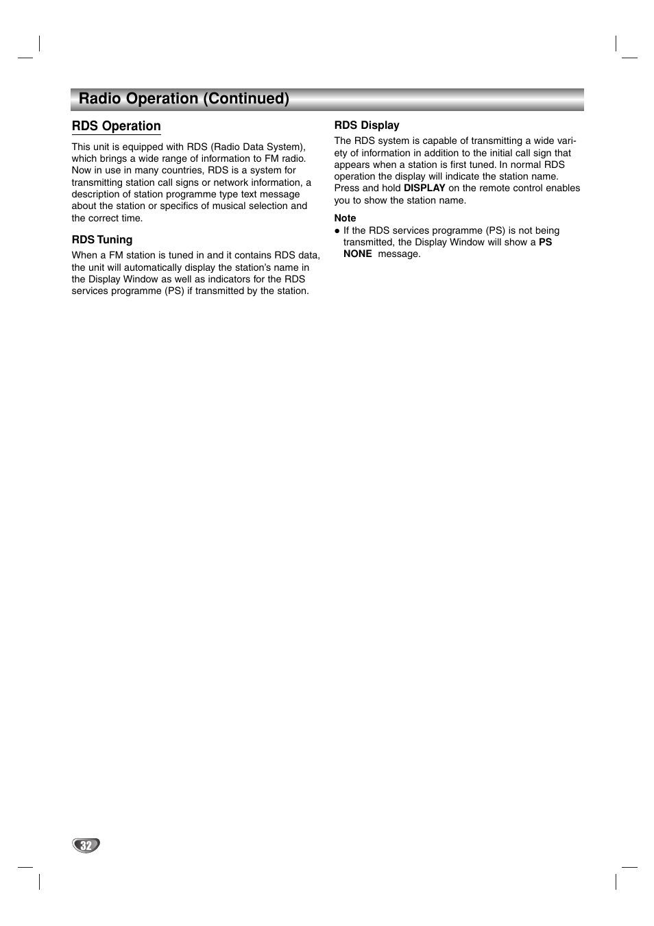 Radio operation (continued) | Sony DAV-SB100 User Manual | Page 32 / 40