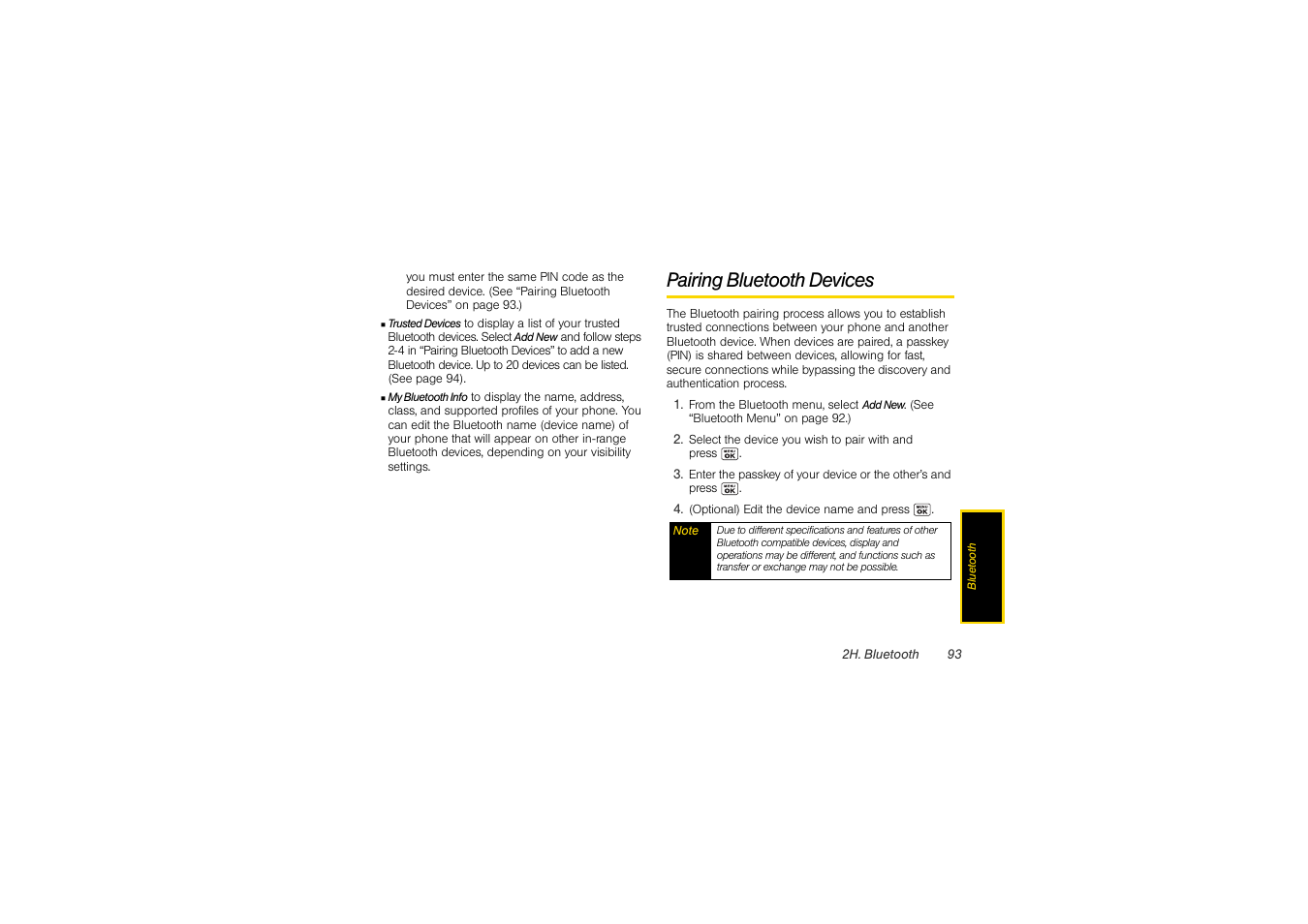 Pairing bluetooth devices | Sony SCP-3810 User Manual | Page 105 / 160