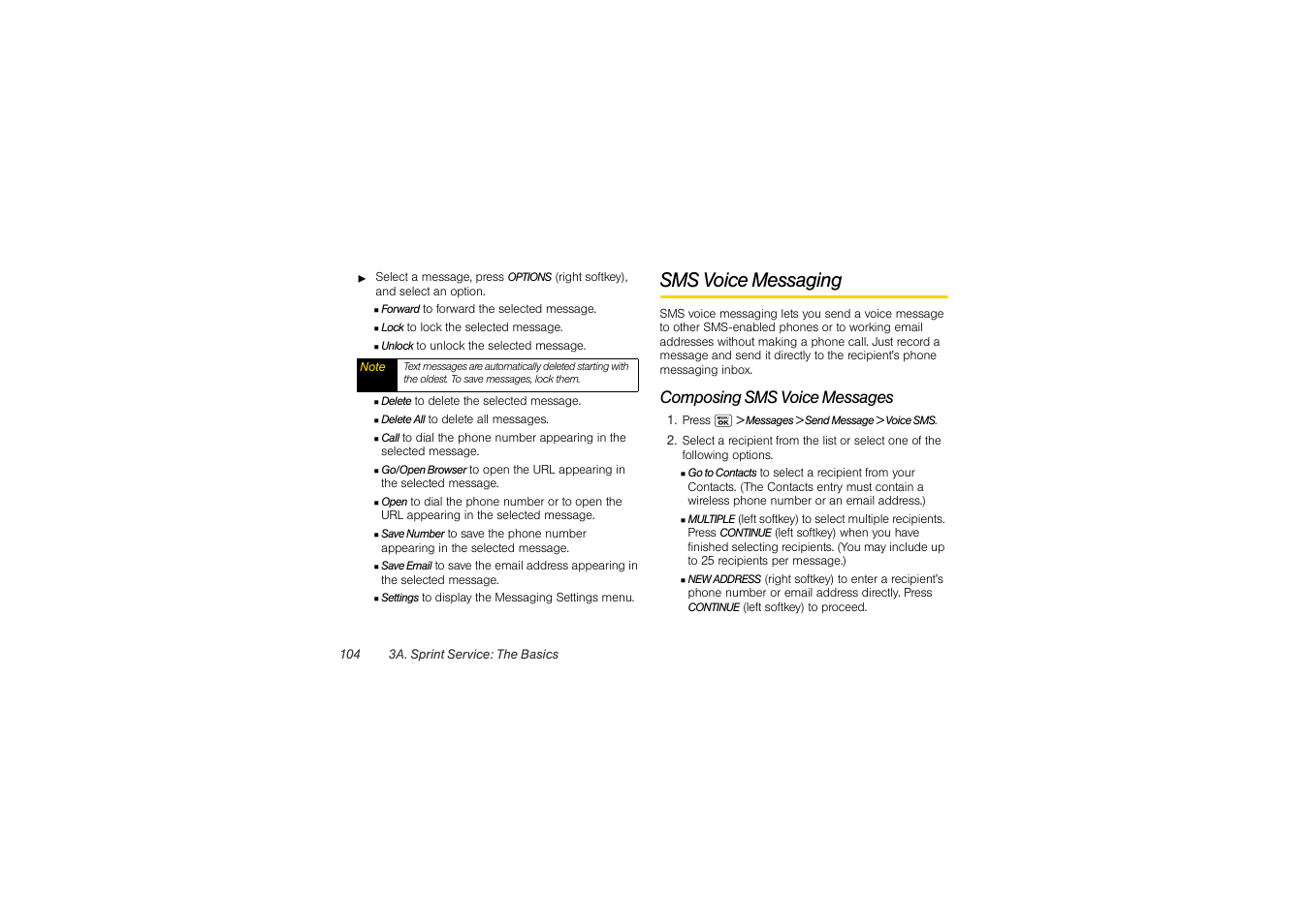 Sms voice messaging, Composing sms voice messages | Sony SCP-3810 User Manual | Page 116 / 160