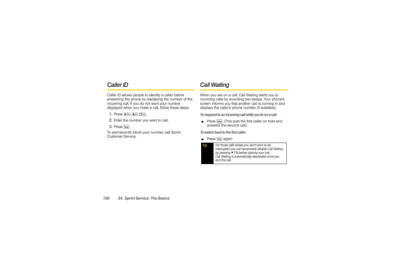 Caller id, Call waiting | Sony SCP-3810 User Manual | Page 118 / 160