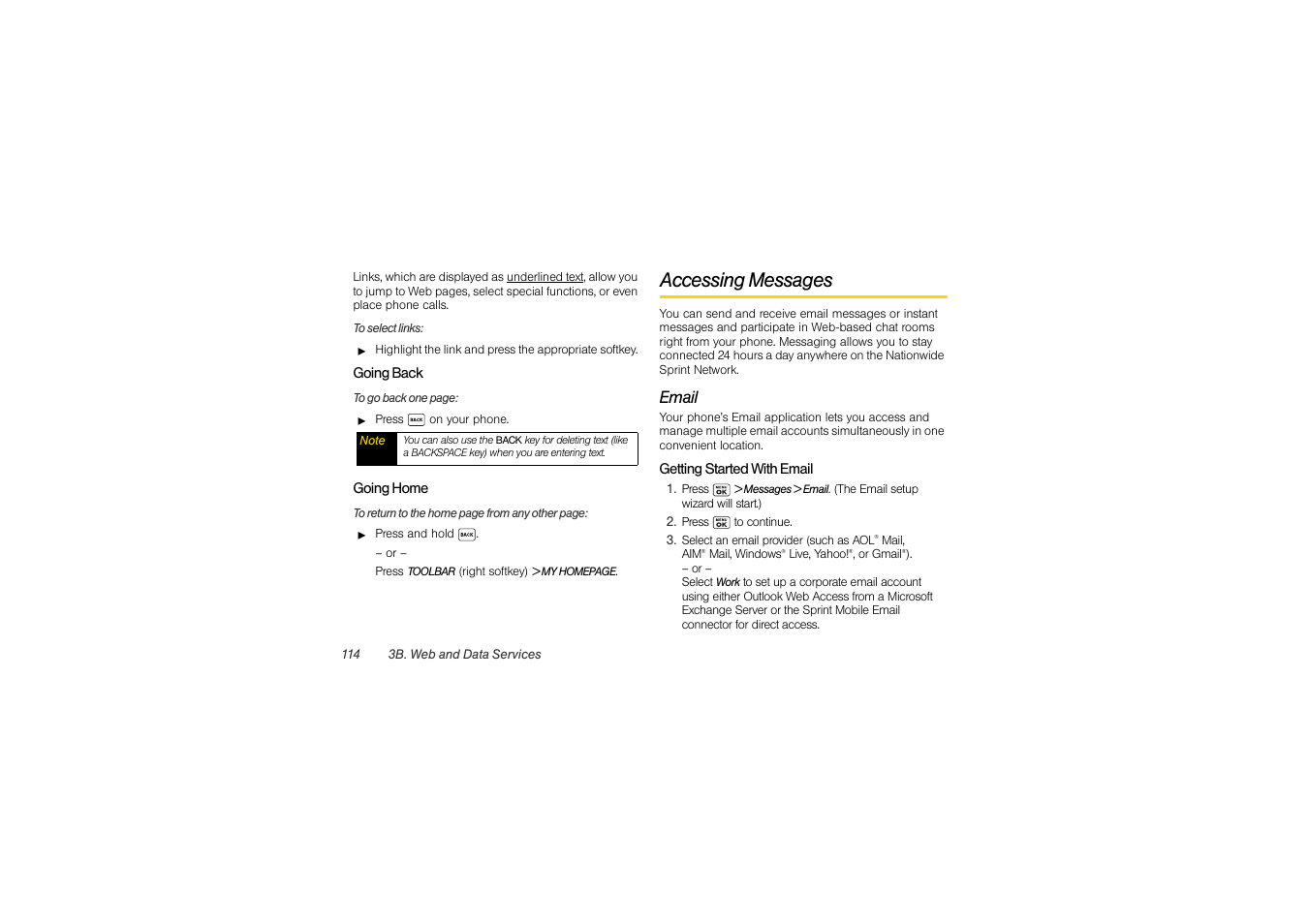 Accessing messages, Email | Sony SCP-3810 User Manual | Page 126 / 160