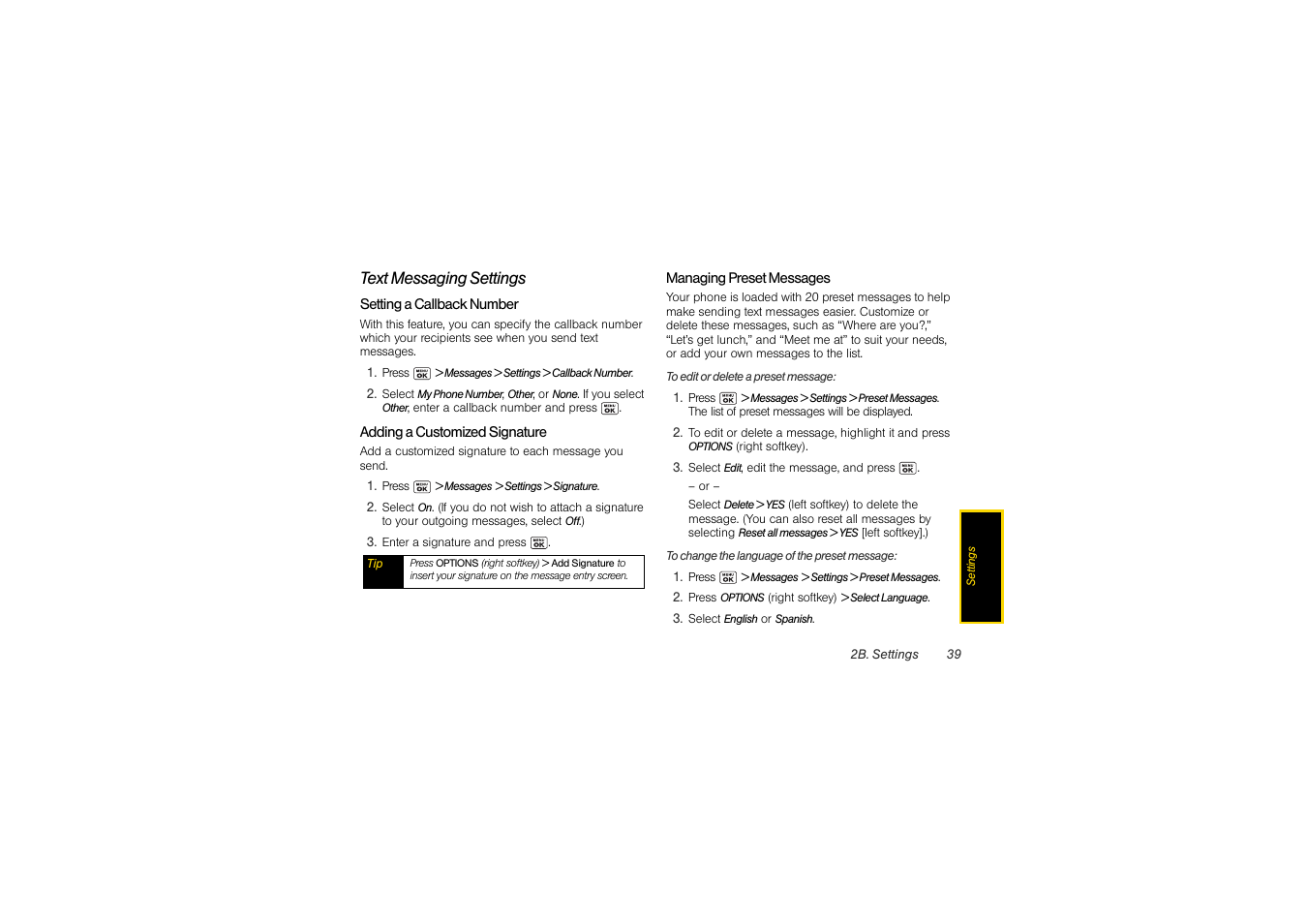 Text messaging settings | Sony SCP-3810 User Manual | Page 51 / 160