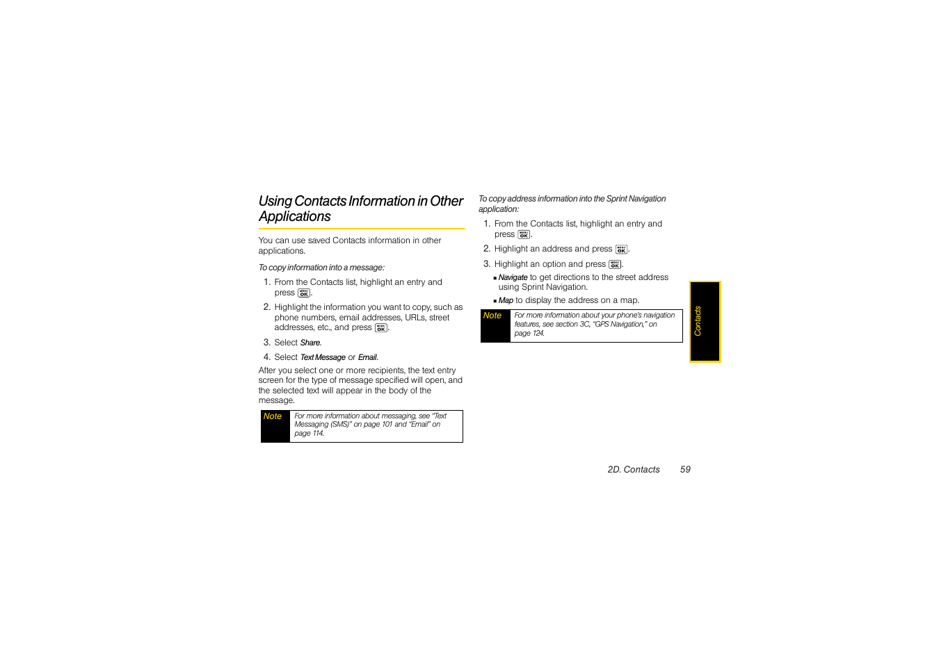 Using contacts information in other applications, Using contacts information in other, Applications | Sony SCP-3810 User Manual | Page 71 / 160