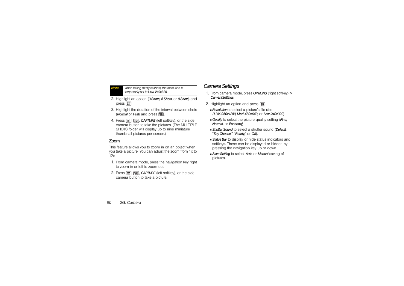 Camera settings, Ect. (see “zoom | Sony SCP-3810 User Manual | Page 92 / 160