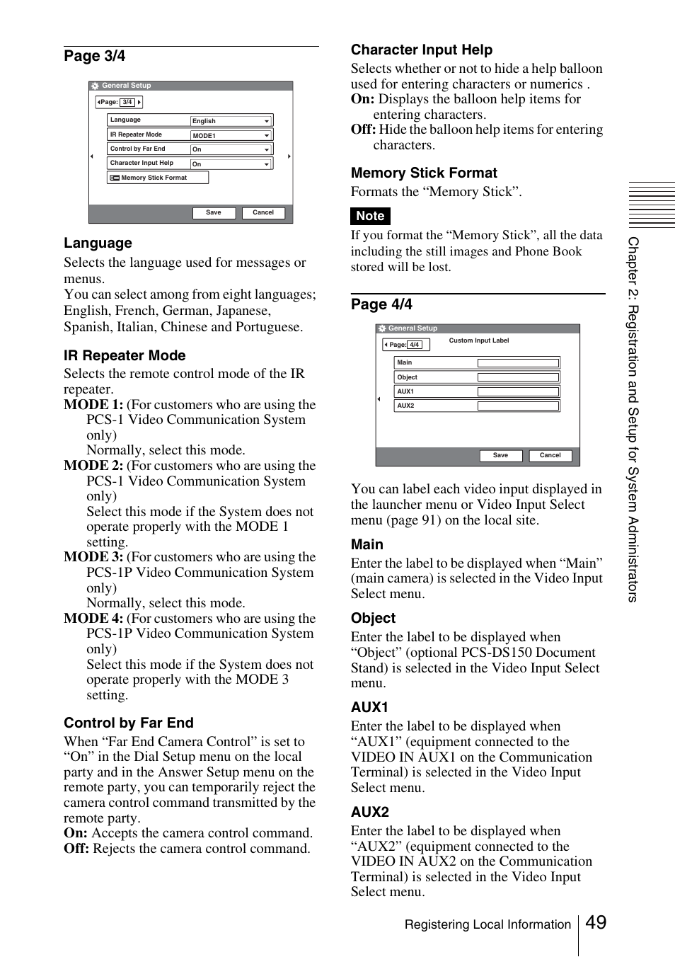 Page 3/4, Page 4/4 | Sony PCS-1/1P User Manual | Page 49 / 216