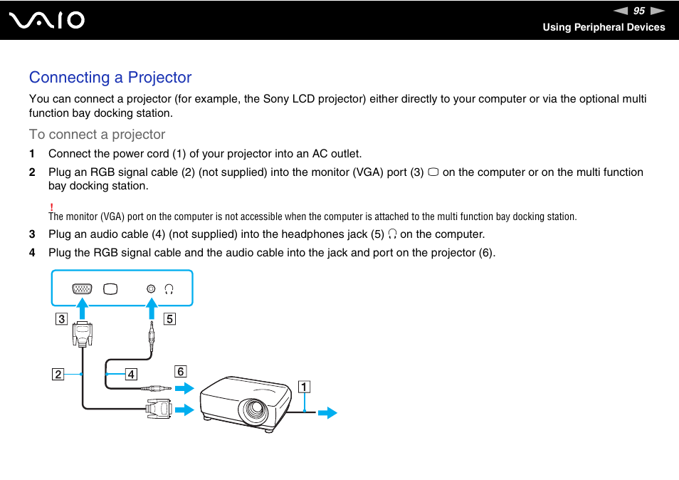 Connecting a projector | Sony VGN-BX700 User Manual | Page 95 / 223