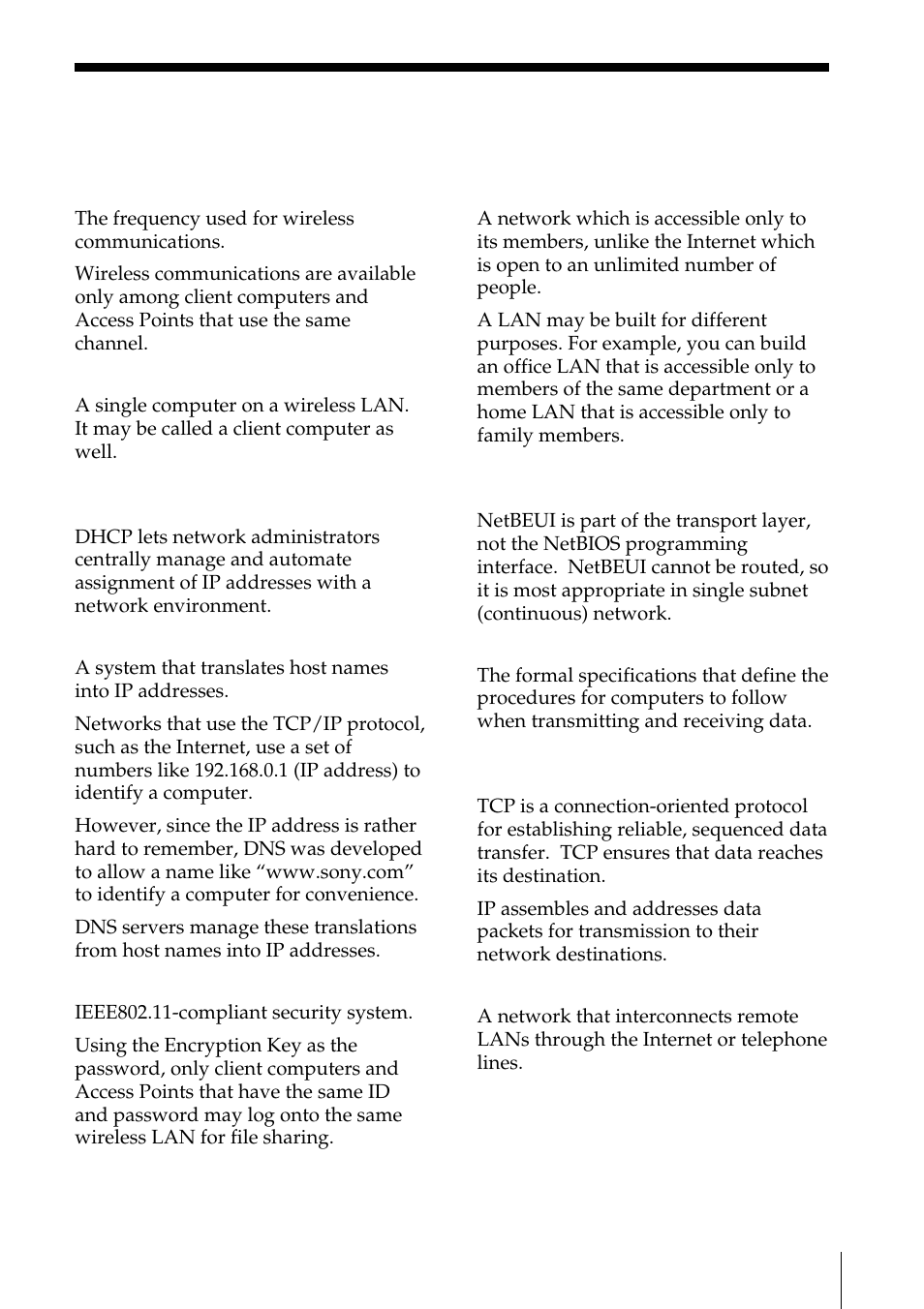 Glossary | Sony PCWA-C100 User Manual | Page 59 / 68