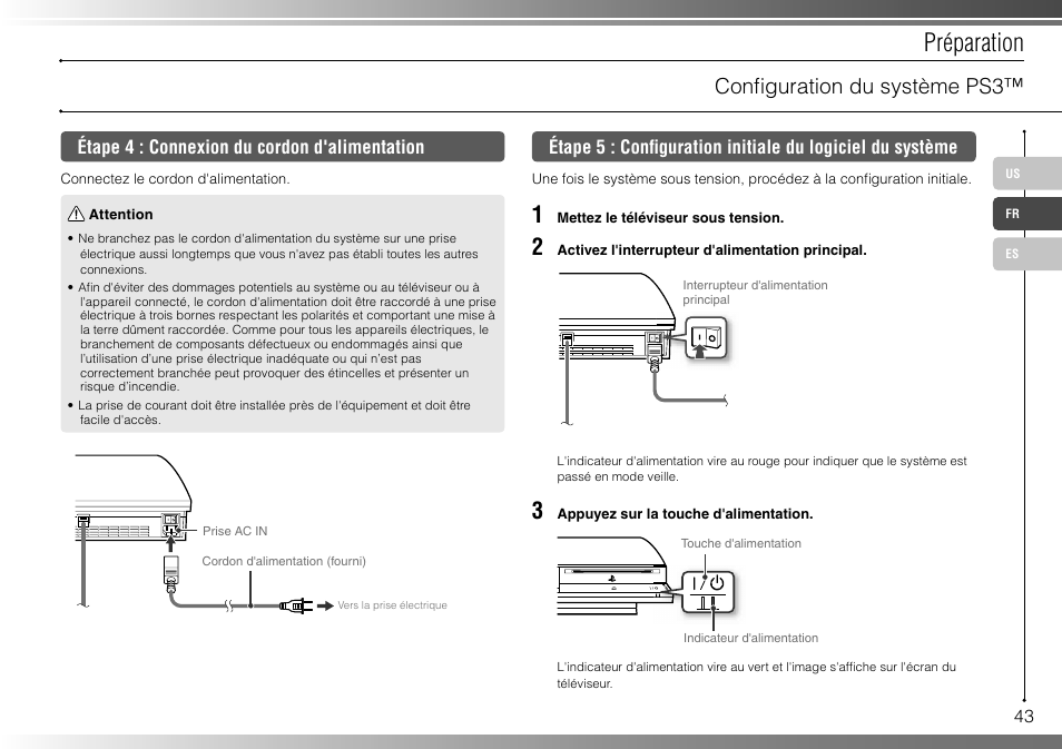 Préparation, Confi guration du système ps3 | Sony 80GB Playstation 3 CECHL01 User Manual | Page 43 / 100