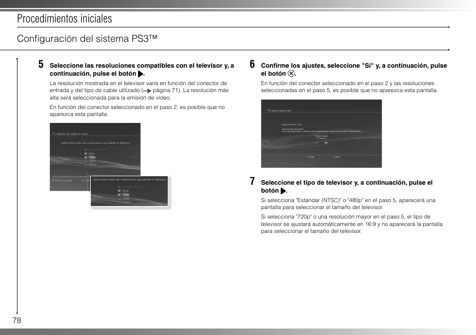 Procedimientos iniciales, Confi guración del sistema ps3 | Sony 80GB Playstation 3 CECHL01 User Manual | Page 78 / 100