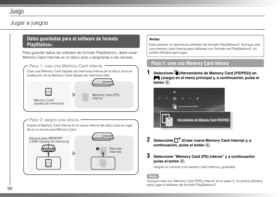 Juego, Jugar a juegos | Sony 80GB Playstation 3 CECHL01 User Manual | Page 86 / 100