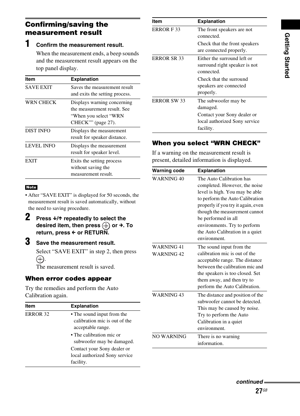 Confirming/saving the measurement result | Sony 3-299-270-21(2) User Manual | Page 27 / 84