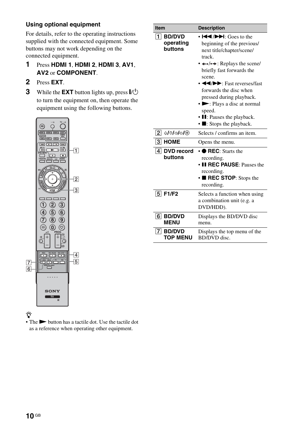 Press ext | Sony BRAVIA 4-115-568-13(1) User Manual | Page 10 / 51