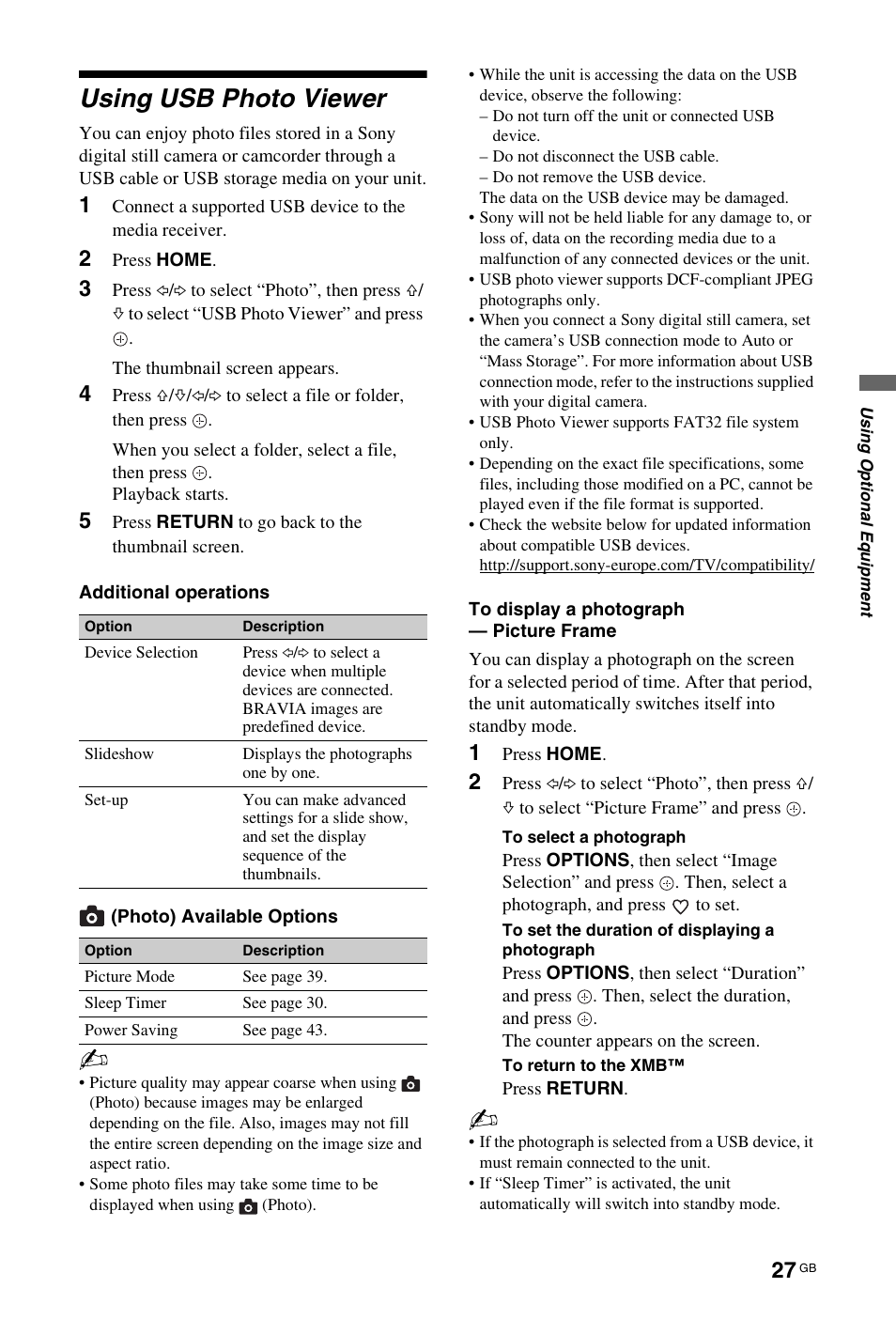 Using usb photo viewer | Sony BRAVIA 4-115-568-13(1) User Manual | Page 27 / 51