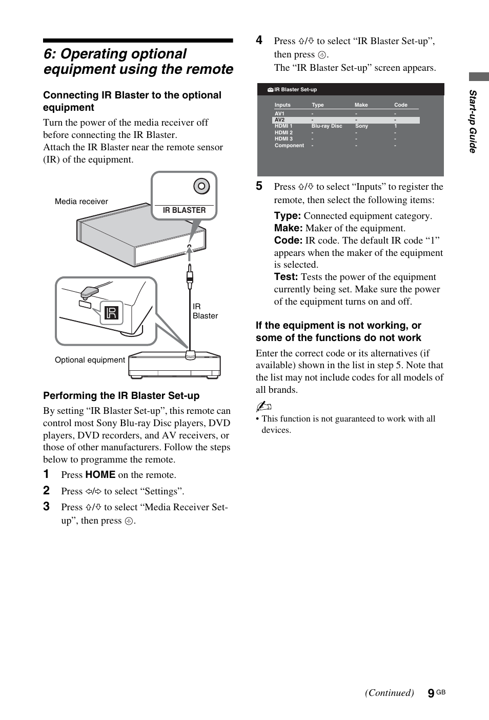 Operating optional equipment using the remote | Sony BRAVIA 4-115-568-13(1) User Manual | Page 9 / 51