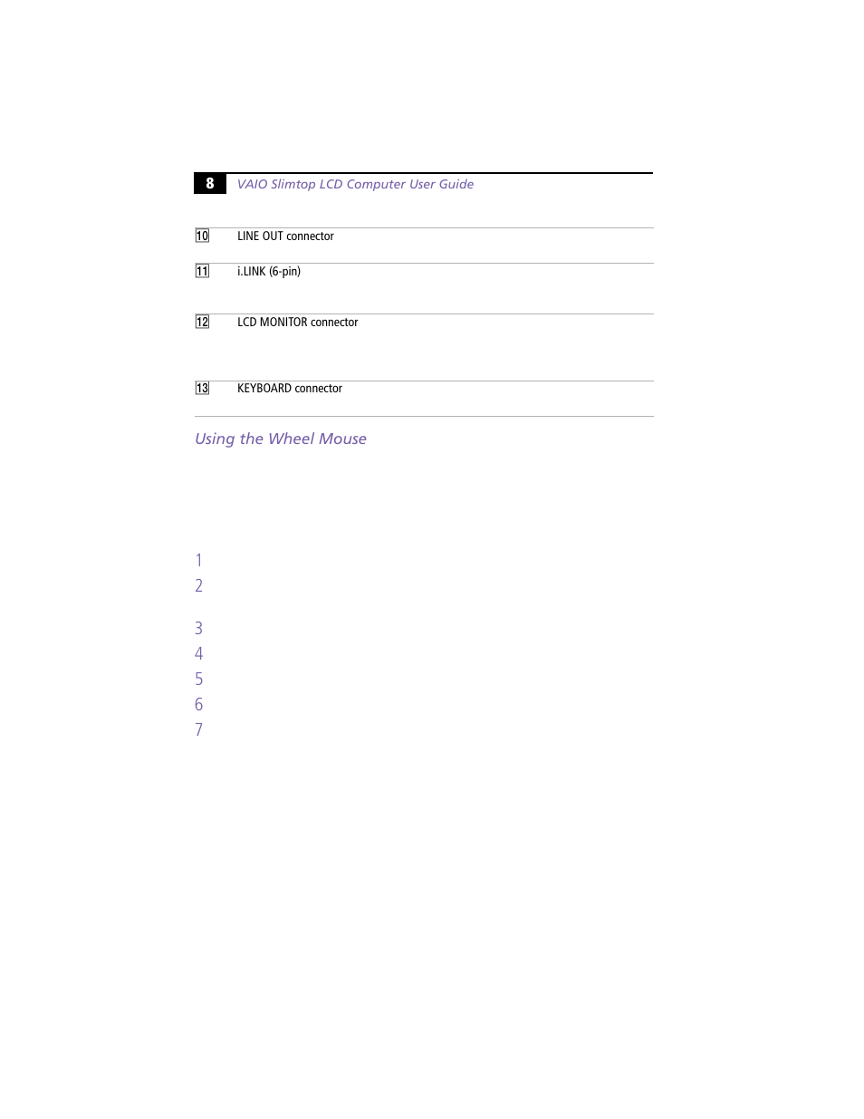 Using the wheel mouse | Sony PCV-L620 User Manual | Page 12 / 52