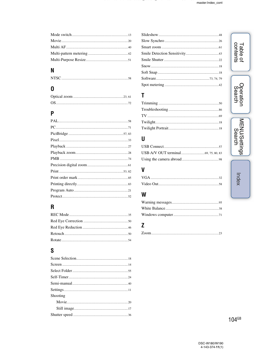 Sony Cyber-shot 4-143-374-11(1) User Manual | Page 104 / 104