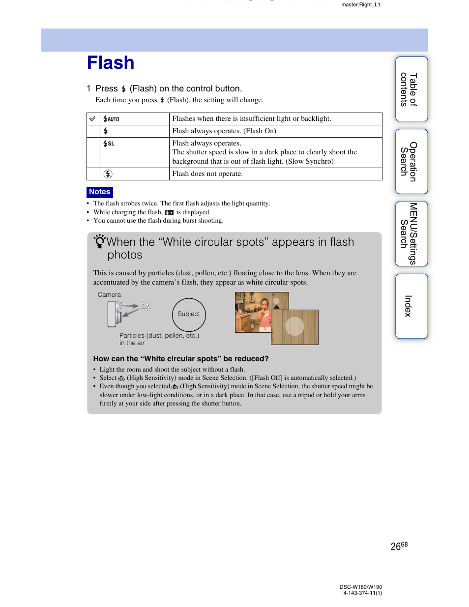 Flash | Sony Cyber-shot 4-143-374-11(1) User Manual | Page 26 / 104