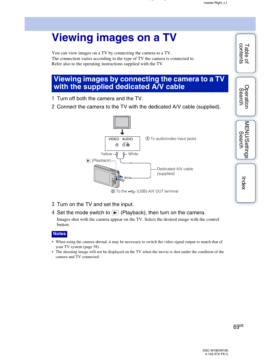 Viewing images on a tv | Sony Cyber-shot 4-143-374-11(1) User Manual | Page 69 / 104