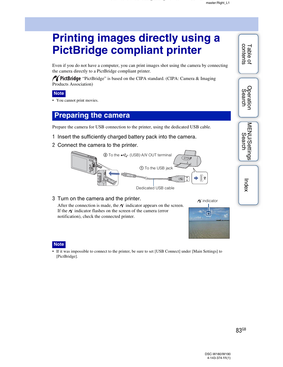 Print), Preparing the camera | Sony Cyber-shot 4-143-374-11(1) User Manual | Page 83 / 104