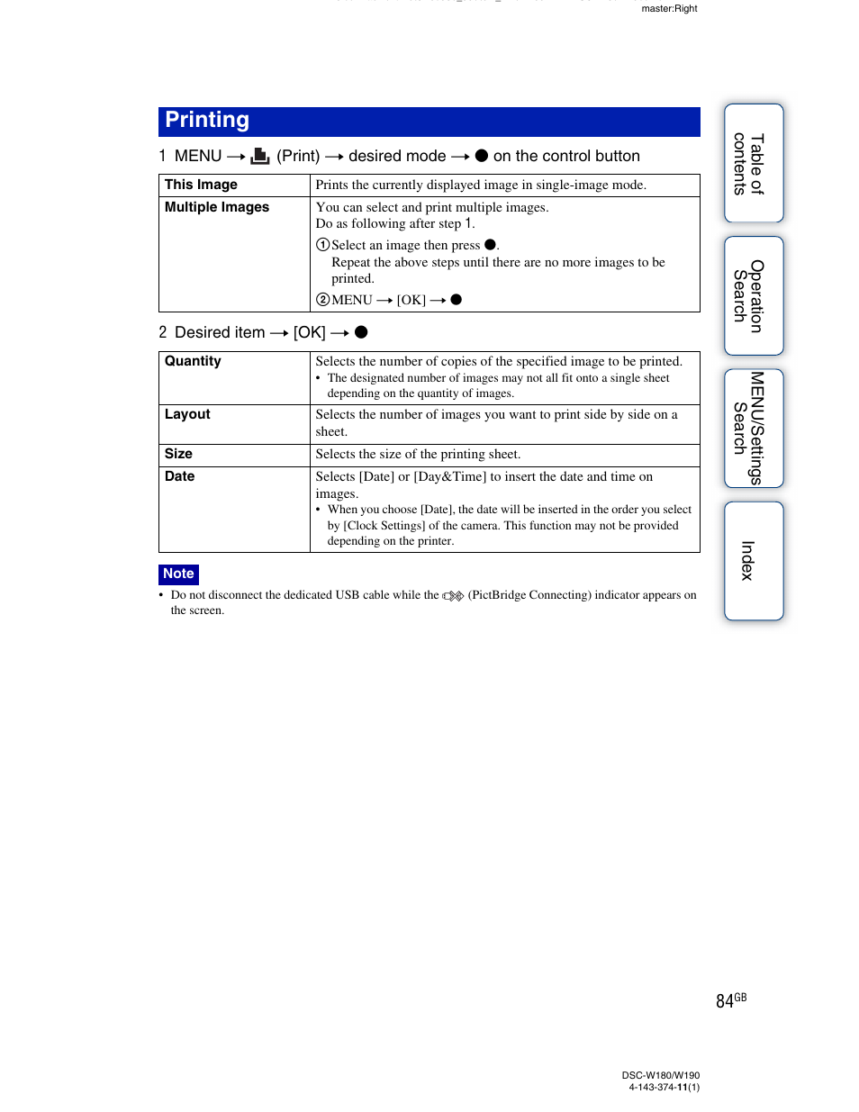 Printing | Sony Cyber-shot 4-143-374-11(1) User Manual | Page 84 / 104