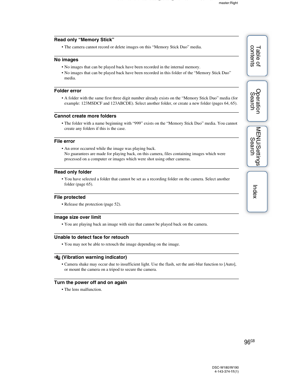 Sony Cyber-shot 4-143-374-11(1) User Manual | Page 96 / 104