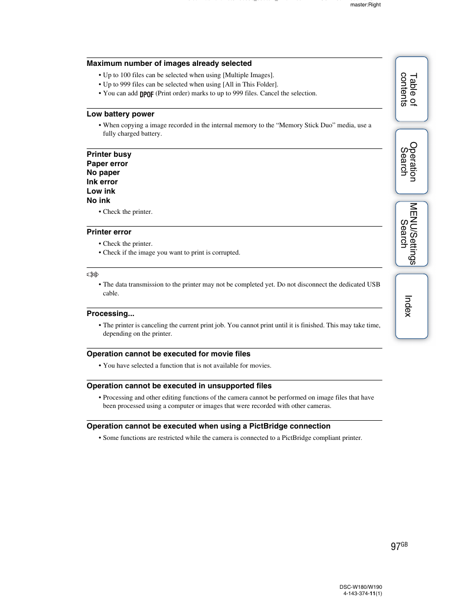 Sony Cyber-shot 4-143-374-11(1) User Manual | Page 97 / 104
