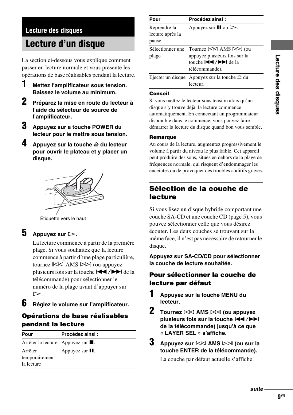 Lecture des disques, Lecture d’un disque | Sony SCD-XE597 User Manual | Page 33 / 96