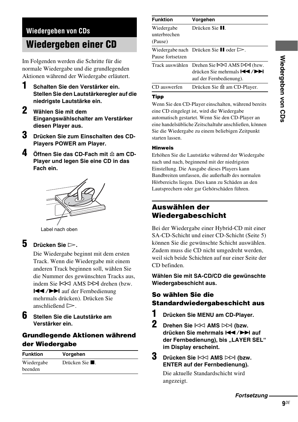 Wiedergeben von cds, Wiedergeben einer cd | Sony SCD-XE597 User Manual | Page 57 / 96