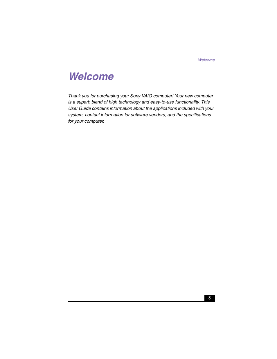 Welcome | Sony PCV-RX570 User Manual | Page 3 / 28