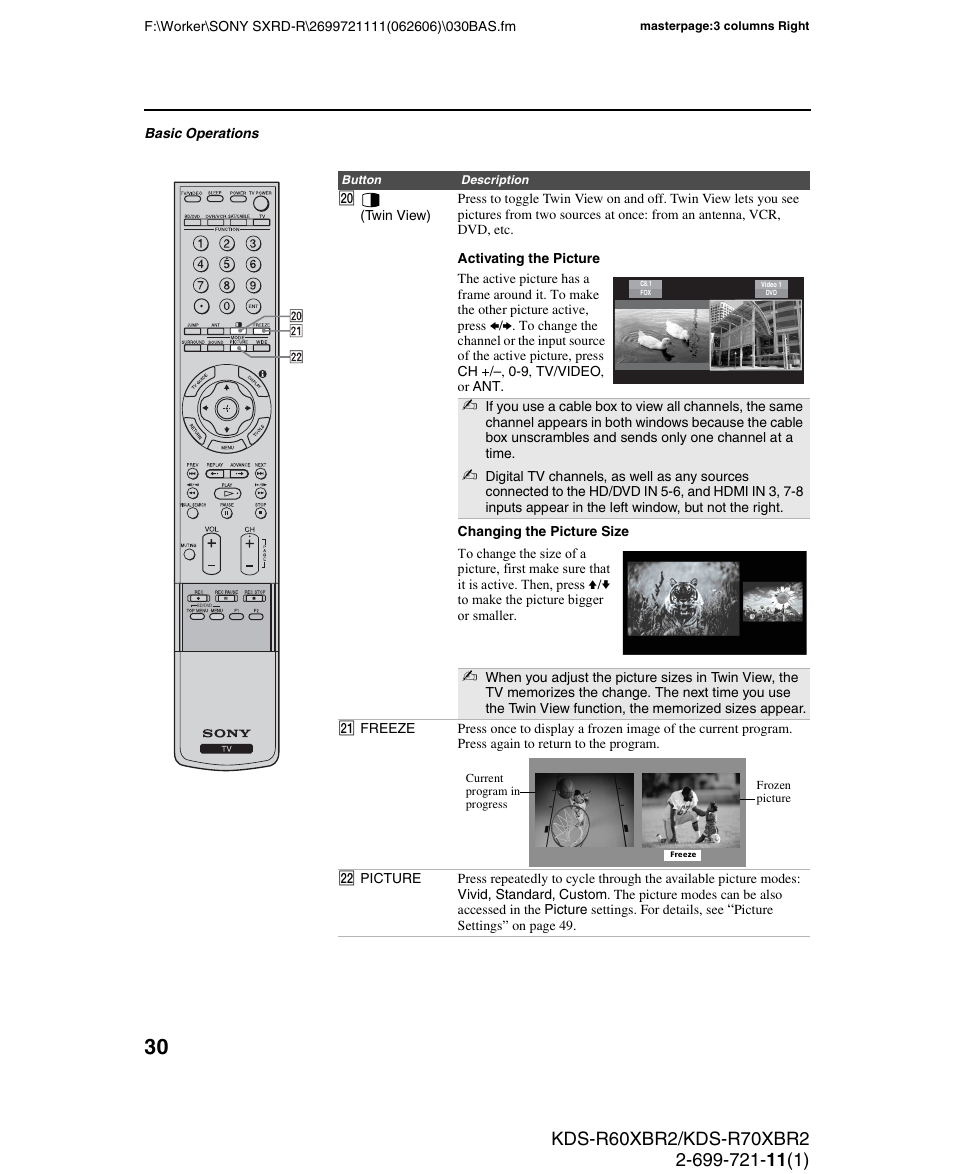 Sony GRAND WEGA KDS-R70XBR2 User Manual | Page 30 / 83
