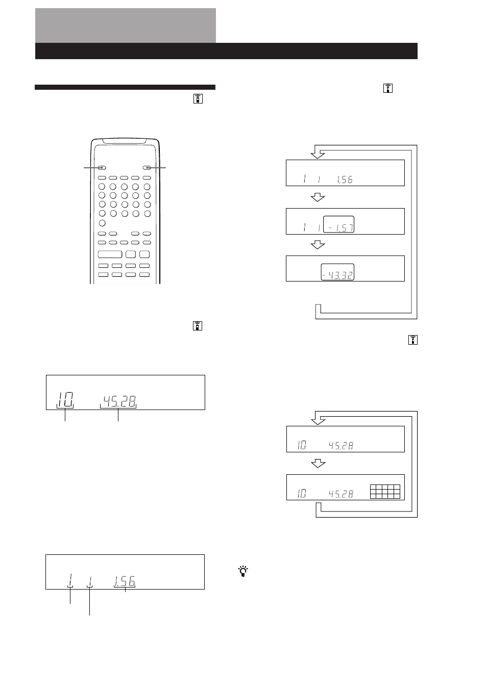 Utilización del visualizador, Reproducción de discos compactos, Comprobación del tiempo restante | Visualización del calendario de canciones | Sony CDP-X5000 User Manual | Page 75 / 90