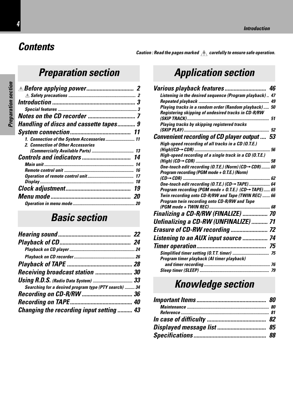 Sony HM-982RW User Manual | Page 4 / 88