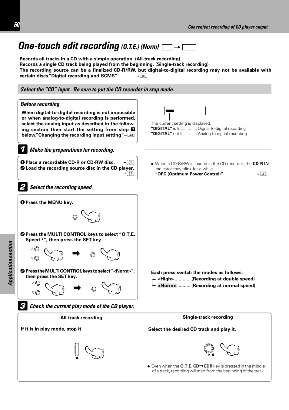 One-touch edit recording, O.t.e.) (norm) | Sony HM-982RW User Manual | Page 60 / 88