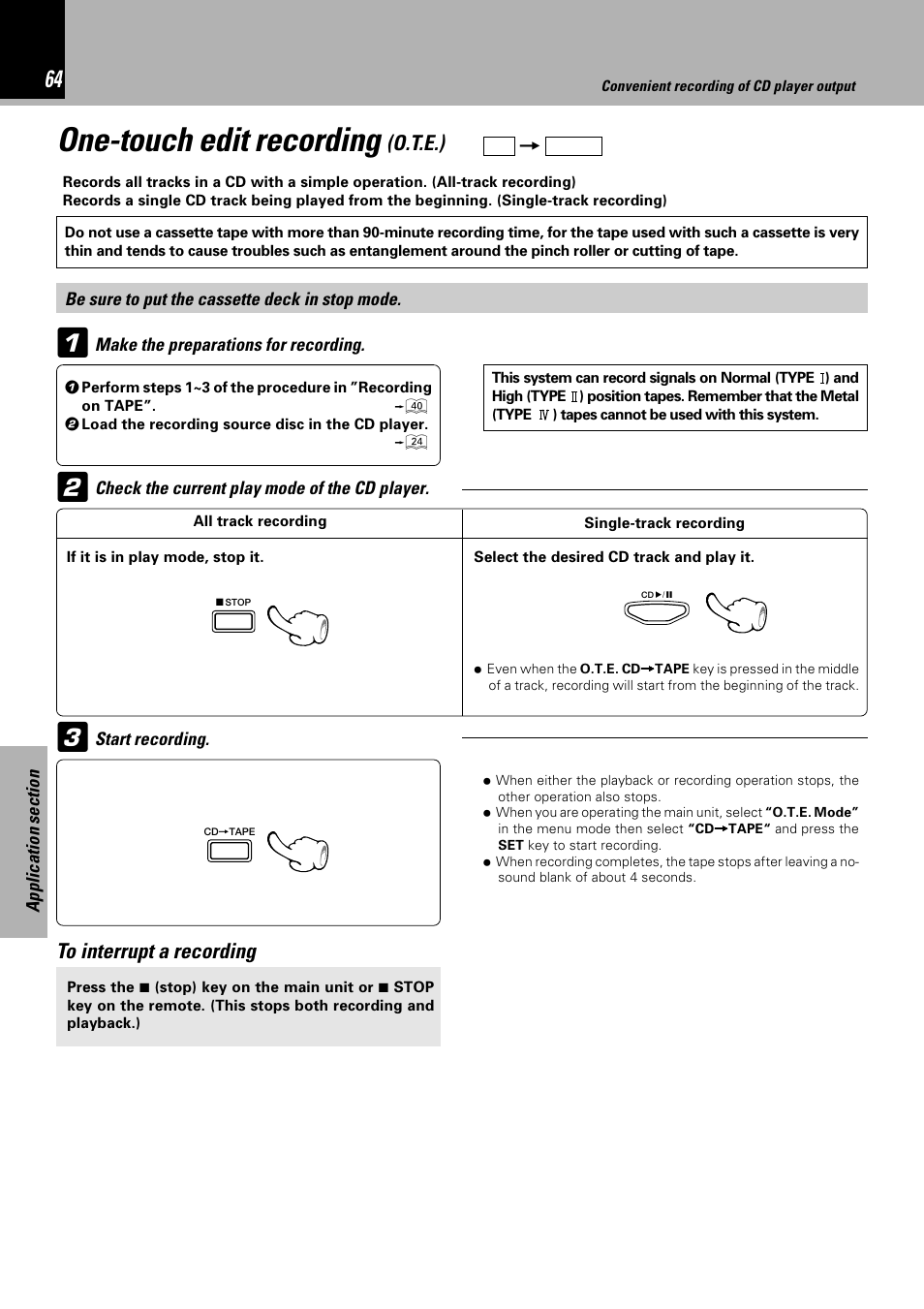One-touch edit recording, O.t.e.) | Sony HM-982RW User Manual | Page 64 / 88
